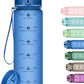 32oz Motivational Water Bottles with Time Marker & Fruit Strainer, Transparent Gradient Color Water Bottle with Times to Drink, Leakproof & BPA Free, Reusable Bottle with Strap (No Straw)