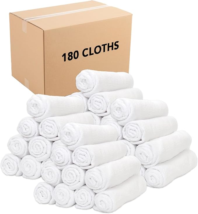 Arkwright Microfiber Gym Towel - Bulk Case of 180 - Super Soft, Quick Dry Workout Sweat Towels, 300 GSM Lightweight & Absorbent for Sports, Working Out, Yoga, and Spa, 16 x 27 in, White