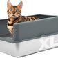 iPrimio XL Stainless Steel Litter Box with Enclosure - High-Sided Metal Litter Box for Large Cats - Easy to Clean, Rust-Resistant, and Durable - 23.5 x 15.5 x 6 Inches