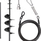 Heavy Duty Dog Tie-Out Cable and Stake for Yard Camping, with 30ft Heavy Duty Cable with Spring, for Small Medium Large Dogs up to 210 lbs, 360°Swivel Dog Run- No Tangle, Spiral Dog Stake