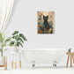Boho Black Cat Wall Art Kitten Botanical Wall Decor Mid Century Modern Canvas Painting Print Minimalist Pictures Artwork Framed Decorations Gifts for Cat Lover Bathroom Nursery Living Room Bedroom Kitchen 12"x16"
