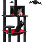 PETEPELA 56.3" Gothic Cat Tree for Indoor Cats, Tall Cat Tower with Super Large Hammock (20"X16"), Sisal Covered Scratching Posts, Cozy Condo and Top Perch Black