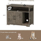 Cat Litter Box Enclosure, Hidden Litter Box Furniture with Scratch Pad, Farmhouse Indoor Cat House Washroom End Table, Grey