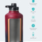 BUZIO 64 oz Water Bottle Insulated with Straw & 3 lid and Carrying Pouch, Leak Proof Half Gallon Stainless Steel Water Flask Jug, Cold for 48 Hrs Double Vacuum Thermo Canteen, BPA-Free, Ruby Red Navy