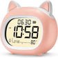 Kids Alarm Clock with Night Light for Kids, Small Digital Alarm Clocks for Bedrooms, Routine Builder, Cute Cat Alarm Clock with Sleep Training, Snooze, 12/24H, Date & Day, Temperature, USB Port