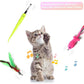 Retractable Cat Toy Wand, 12 Packs Interactive Cat Feather Toys, 9 Assorted Teaser Refills with Bell for Kitten (Pink)