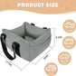 Dog Car Seat for Small Dogs, Large Leather Dog Car Bed with Storage Pocket, Waterproof PVC Leather Booster Seat Travel Bed for Front & Back Seat, Clip-On Safety Leash (Grey)