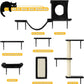 NUNU LAB Wall Mounted Cat Furniture, 6 Pcs Cat Wall Shelves with Condo House, Bridge, Steps, Scratcher, Hammock, Indoor Safe & Stable Furniture for Kittens Play, Black