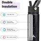 18 oz Insulated Water Bottle Stainless Steel Sport Bottles with 3 Lids,Marble Midnight