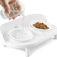 Elevated Cat Bowls, Tilted Rised Cat Food and Water Bowl with 2 Pcs Ceramic Pet Bowls, Rised Stand, Pet Dish Anti Vomiting Feeding Station for All Sized Cats & Small Dogs (White)