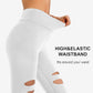 DIBAOLONG Womens High Waist Yoga Pants Cutout Ripped Tummy Control Workout Running Yoga Skinny Leggings