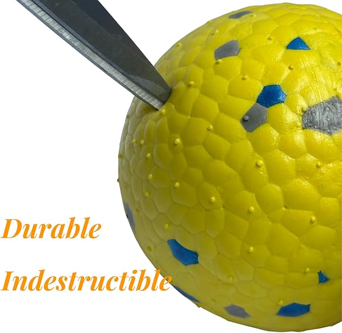 Tough Dog Toys for Aggressive Chewers & Teething Puppies, Bouncy Balls for Medium Dogs, Durable Pet Toys, Floating Dog Balls for Water Play (Yellow-Blue-Gray)