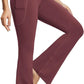 baleaf Women's V Crossover Flare Leggings with Pockets Yoga Pants High Waist Casual Workout Gym Bell Bottom Leggings