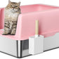 Zarler Stainless Steel Litter Box with Lid, Extra Large Cat Litter Boxes, XL Large Metal Litter Box for Big Cats with High Sided, Pink (Non-Sticky, Easy to Clean, Anti-Urine Leakage)