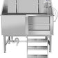Dog Washing Station 38'' Stainless Steel Pet Grooming Tub for Large Dogs Over-Size Professional Dog Grooming Bathtub Station Wash Shower Sink Pet Grooming Bathtub Station