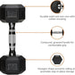 6-10 Pair Iron and Rubber Dumbbell Set 350/450 and 550 lbs 5-50 lbs Hand Free Weight for Strength Hex Coated Weights with Vertical Storage Rack Home Gym 5-50 lb - Black
