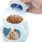 3-in-1 Bear Shaped Ceramic Hamster House - Cool House for Syrian Dwarf Hamsters, Mice, Gerbils， Small Pets, Top for Hamster Food, Removable Lid for Ice Packs, Cute Cool Hideout for Summer（Blue）
