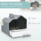 PawHut Hooded Cat Litter Box with Kitty Litter Mat, Kitty Litter Pan with Odor Control, Easy-Clean Pull-Out Drawer, Handle, Scoop, Gray