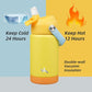 Insulated Water Bottle with Straw Lid,12 oz Stainless Steel Vacuum Metal Bottle with Silicone Handle,Yellow