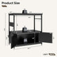 Bestier 20-29 Gallon Fish Tank Stand with Power Outlets, Metal Long Aquarium Stand with Storage Cabinet, 31x15 Reptile Terrarium Stand with Horizontal Gold Line, Stainless Hooks, 350 Lbs(Black)