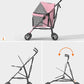Pet Stroller with 4 Wheels for Small/Medium Pets, Portable Travel Foldable Carrier Jogger for Dog Cat Puppy Kitty, Rear Wheel Breaks, Storage Basket, Visible Mesh with Weather Cover (Pink)
