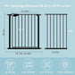 WAOWAO Triple Lock Baby Gate Extra Wide 86.22-90.55" Pressure Mounted Walk Through Swing Auto Close Safety Black Metal Dog Pet Puppy Cat for Stairs,Doorways,Kitchen