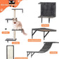 Modern Wall-Mounted Cat Furniture - 5pcs Cat Wall Shelves, Wooden Climber Includes House, Bridge, Tree, Steps, and Scratcher (Gray)