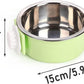 kathson Crate Dog Bowl, Removable Stainless Steel Hanging Pet Cage Bowl Food & Water Feeder Coop Cup for Cat, Puppy, Birds, Rats, Guinea Pigs 2pcs(Blue,Pink)