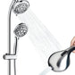 High Pressure Handheld/Rain 82-mode 3-way Shower Head Combo with 25.75" Adjustable Drill-free Stainless Steel Slide Bar, Pet & Tub Power Wash and Anti-clog Nozzles, with 5ft Hose - Polished Chrome
