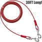 BV Dog Tie Out Cable 30 Feet - Heavy Duty Dog Lead Up to 125 Pounds - Reflective & Rust-Free with Quick Release Swivel Clips & 360° Rotating Clasp - Tangle-Free Dogs Runner for Yard (Red, Single)