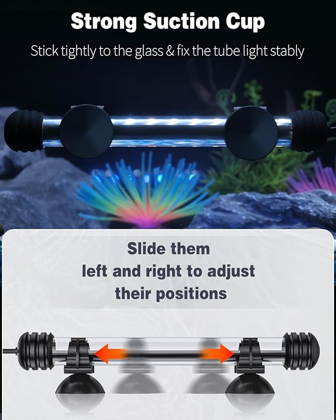 Pawfly 1.8W Aquarium LED Light - 7.5" Underwater Fish Tank Light with Timer & Remote Control (4 Modes, Battery Not Included)