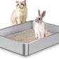 Stainless Steel Cat Litter Box 4in Low Entry,Metal Litter Box for Small Cats/Kitty Easy to Clean,Cat LitterBox for Kitten Elderly Cats,Non Stick, No Smell