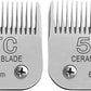 Detachable Pet Dog Clipper Blades, Compatible with Size-5FC(6.3mm), Most Oster A5, KM Series Clippers,Made of Ceramic Blade & Stainless Steel Blade 2Pack