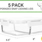 [5-Pack,36 Oz]Glass Meal Prep Containers 2 Compartments Portion Control with Upgraded Snap Locking Lids Glass Food Storage Containers, Microwave, Oven, Freezer and Dishwasher (4.5 Cups, White)