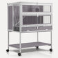 Guinea Pig Cage, Moveable Metal Frame Hamster Cage Anti-Chewing with Aluminium Alloy Edge, Hideouts, Ramps, Seesaws Chewing Toy, Deeper Pull-Out Leakproof Tray for Indoor Outdoor（White）