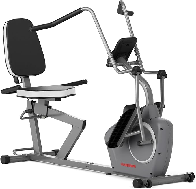 VANSWE Recumbent Exercise Bike with Arm Exerciser for Seniors Adults Home Training - Elliptical Recumbent Cross Trainer with Magnetic Resistance, Free App, Bluetooth Connectivity and Pulse Sensor