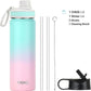 DRINCO Stainless Steel Water Bottle Spout Lid Vacuum Insulated Double Wall Water Bottle Wide Mouth (40oz 32oz 22oz 18oz 14oz) Leak Proof Keeps Cold or Hot (22 oz, 22oz Macaron)
