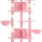 SHA CERLIN 73in Fan-Shaped Corner Cat Tower for Save Space/Multi-Level Tall Cat Tree for Indoor Kitties/Condo with Baskets/Cozy Perches/Sisal Scratching Posts/Pet Activity House/Pink