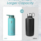 Coolflask Water Bottle 40 oz with Strap, Insulated Metal Water Flask with Straw & Spout Lids, Stainless Steel Double Wall Vacuum, Keep Cold 48h Hot 24h, Leak Proof & Non-BPA, Agate Green