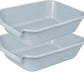 2 Pack of Extra Large Cat Litter Box (ABS Material), Low Entry Senior Litter Pen for Geriatric Kitty Big Cats, Jumbo Pet Safe Litter Boxes Tray for Indoor Pets Potty (Gray, 20" L x 15.5" W)