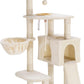 Heybly Cat Tree, Cat Tower for Indoor Cats with Scratching Board, Multi-Level Cat Furniture Condo with Feeding Bowl, Beige HCT010M