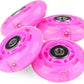 8pcs Inline Skate Wheels Led Light-Up Wheels 64/70/72/76/80mm w/Bushings 85-88A for Kids and Youth Beginners Children's Inline Skates Indoor/Outdoor Use (Pink, 64mm)