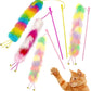 4 Pack Cat Wand Toy, Rainbow Cat Feather Toys with Bells, Teaser Wand with Soft Furry Tail, Interactive Toys for Indoor Cats & Kitten & Kitty