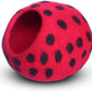 Woolygon Premium Felt Cat Cave Bed - Polka Dot Series - Wool Kitty Beds Handcrafted Kitten Caves Bed for Indoor Cats - Eco-Friendly Merino Wool, Foldable Cat Hideaway Cat Houses (Red/Black Dots)