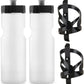 Bike Water Bottle Holder & Bottle Combo – 2-Pack 22 oz Sports Squeeze Bottles with Pull Top Cap & Easy-Install Bike Cage – Made in USA – 50 Strong Brand