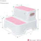 Two Step Stools for Toddlers Girls, Small Kids Step Stool for Bathroom Sink, No Slip Toddler Step Stool for Little Grils Room Princess Bedroom Closet Potty Training (2 Pack, White-Pink)