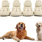 Dog Shoes, Dog Sandals for Hot Pavement, Non-Slip Waterproof Dog Booties for Winter Snowy Day and Summer, Adjustable Straps Easy-Clean Beach Outdoor Pet Boots Rugged Sole-4Pcs Beige