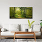 Green Morning Sunlight Forest Scenery Canvas Wall Art for Bedroom Home,Beautiful Silent Summer Woods Picture Print Artwork Painting Decor,Mordern Realism Rustic Wilderness Landscape,Inner Frame 24x48
