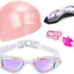 Swim Goggles Swimming Goggles No Leaking with Nose Clip, Earplugs, Swim Cap and Case for Men Women