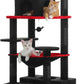 PAWZ Road Large Cat Tree, 72 Inches Gothic Cat Tower for Large Cats, Cat Condo with Sisal-Covered Scratching Posts and Pads, 2 Padded Perch, Dual Condo and Basket for Indoor Cats-Black